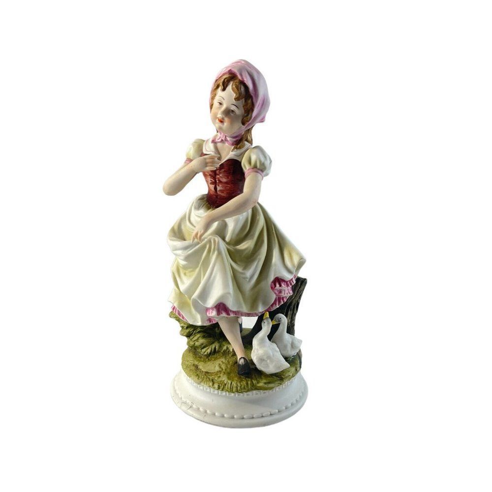 Lefton China 10” Porcelain Girl With Geese KW6096 Made in Japan